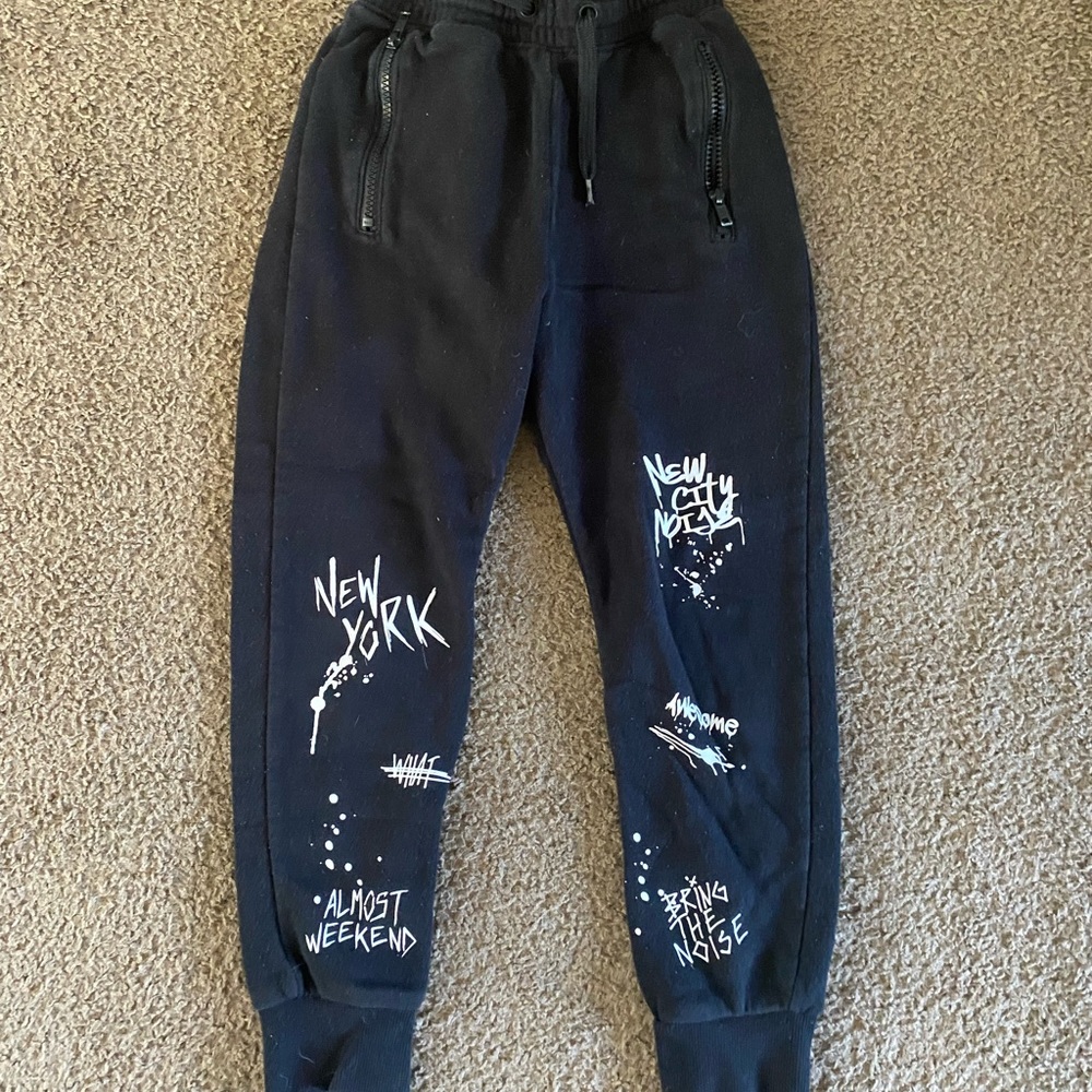 H&M Black Graffiti Sweatpants